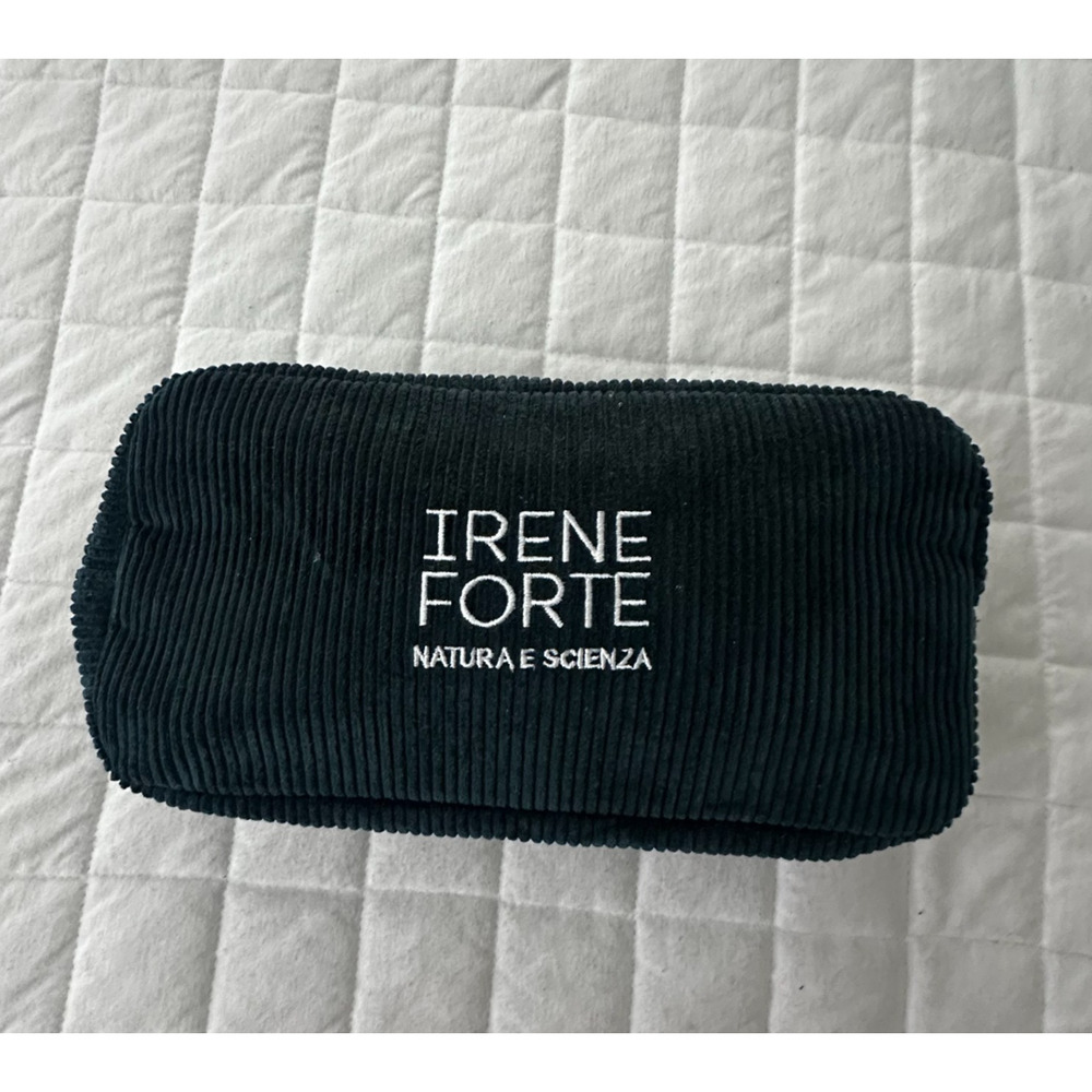 IRENE FORTE Cosmetics Bag Green Corduroy Embroidered Logo Natura E Scienza